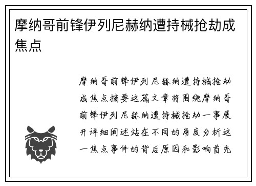 摩纳哥前锋伊列尼赫纳遭持械抢劫成焦点